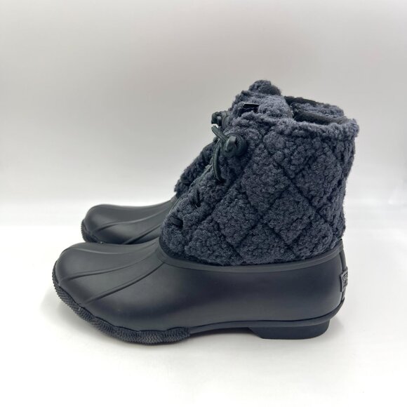 Sperry Womens Size 6 Saltwater Sherpa Black Blue Duck Boots Shoes STS87769‎ - Picture 6 of 12